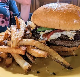 Oscar's burger with boursin cheese and bacon